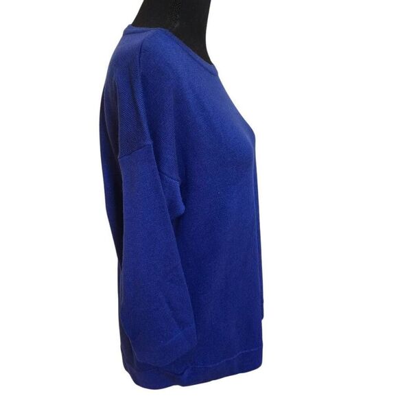 Chico's Womens Knit Quarter Sleeve Crew Neck Pullover Sweater Blue Size 1/Medium - Picture 4 of 8